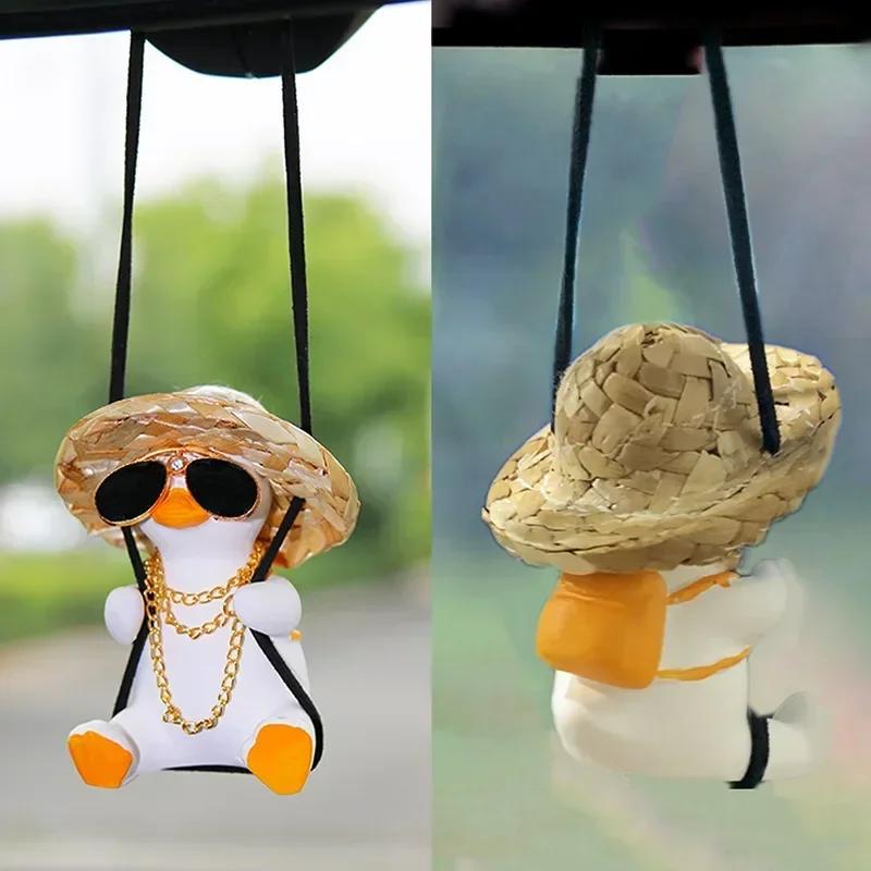 Cute Car Interior Duck Anime Decoration Gypsum Auto Rearview Mirror Pendant for Swing Car Decoration Accessories Dropship