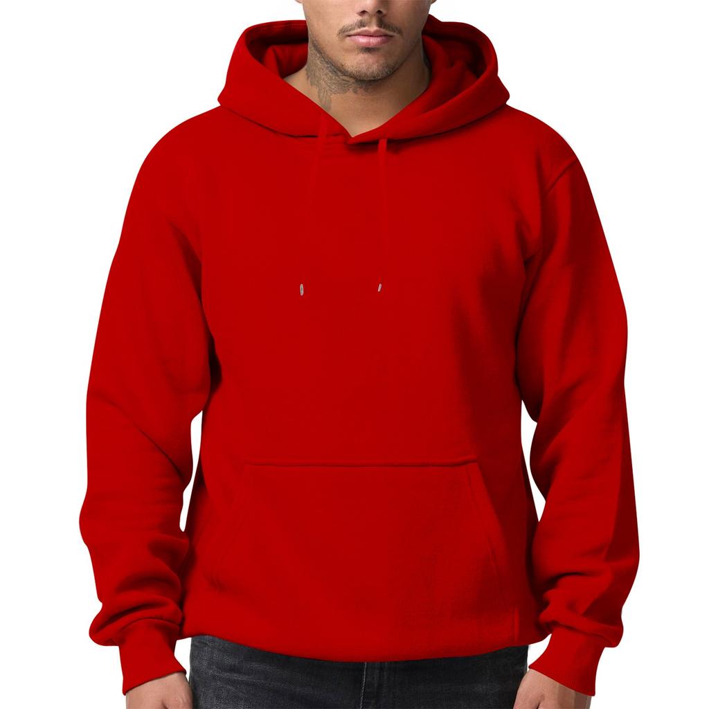 Men's Solid Color Fleece Hoodie Long Sleeve Pocket Loose Hoodie Top