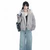 Winter Retro Fur Collar Women Padded Hooded Cotton-Padded Jacket Plush Casual Street Gothic Harajuku Oversize Coat