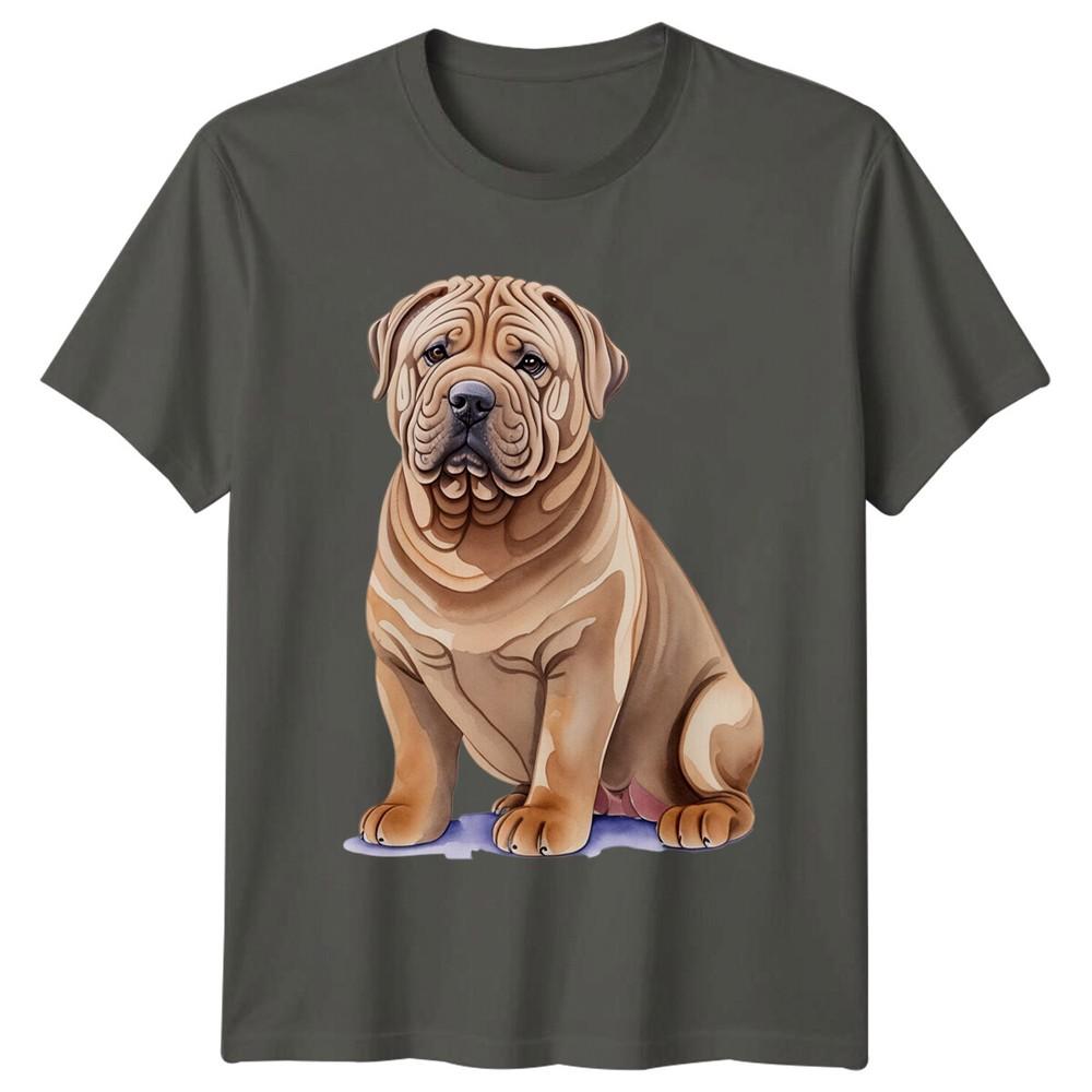 Shar Pei Dog Watercolor TShirt Wrinkled Dog Breed Tee