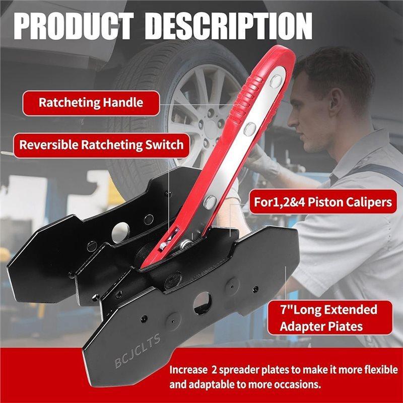 Brake Caliper Piston Compressor Tool, Brake Caliper Compression Tool Kit With 2 Hooks, Large Red Disc Brake Repair