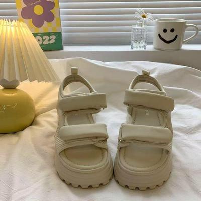 Спортивные сандалии женские новые на платформе-маффин с липучкой, повседневные, универсальные, пляжная обувь