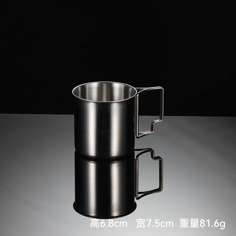 Стакан для воды из нержавеющей стали 304, многофункциональная металлическая походная кружка, однослойная складная ручка, пивная кружка