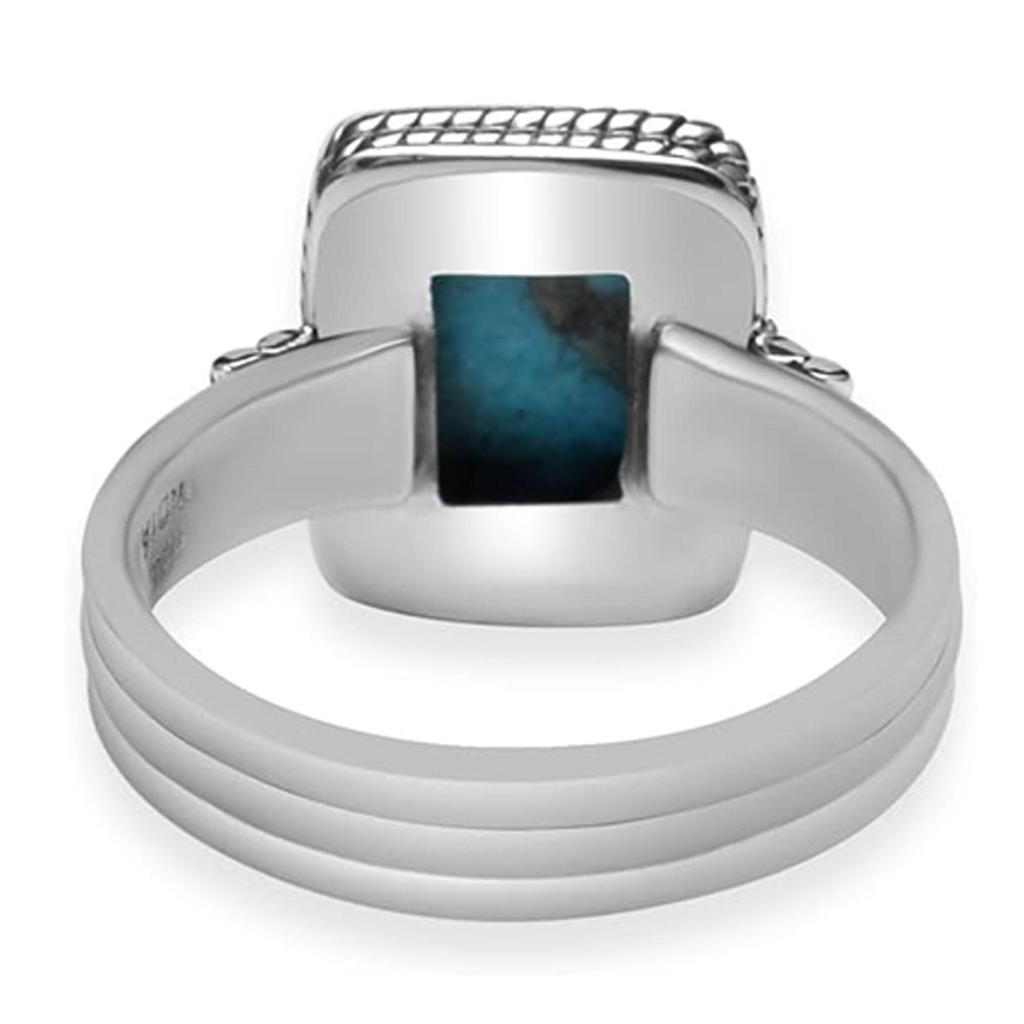 Натуральный бирюзовый драгоценный камень ручной работы, твердые кольца из стерлингового серебра 925 пробы, ювелирные изделия для женщин и девочек HR-181