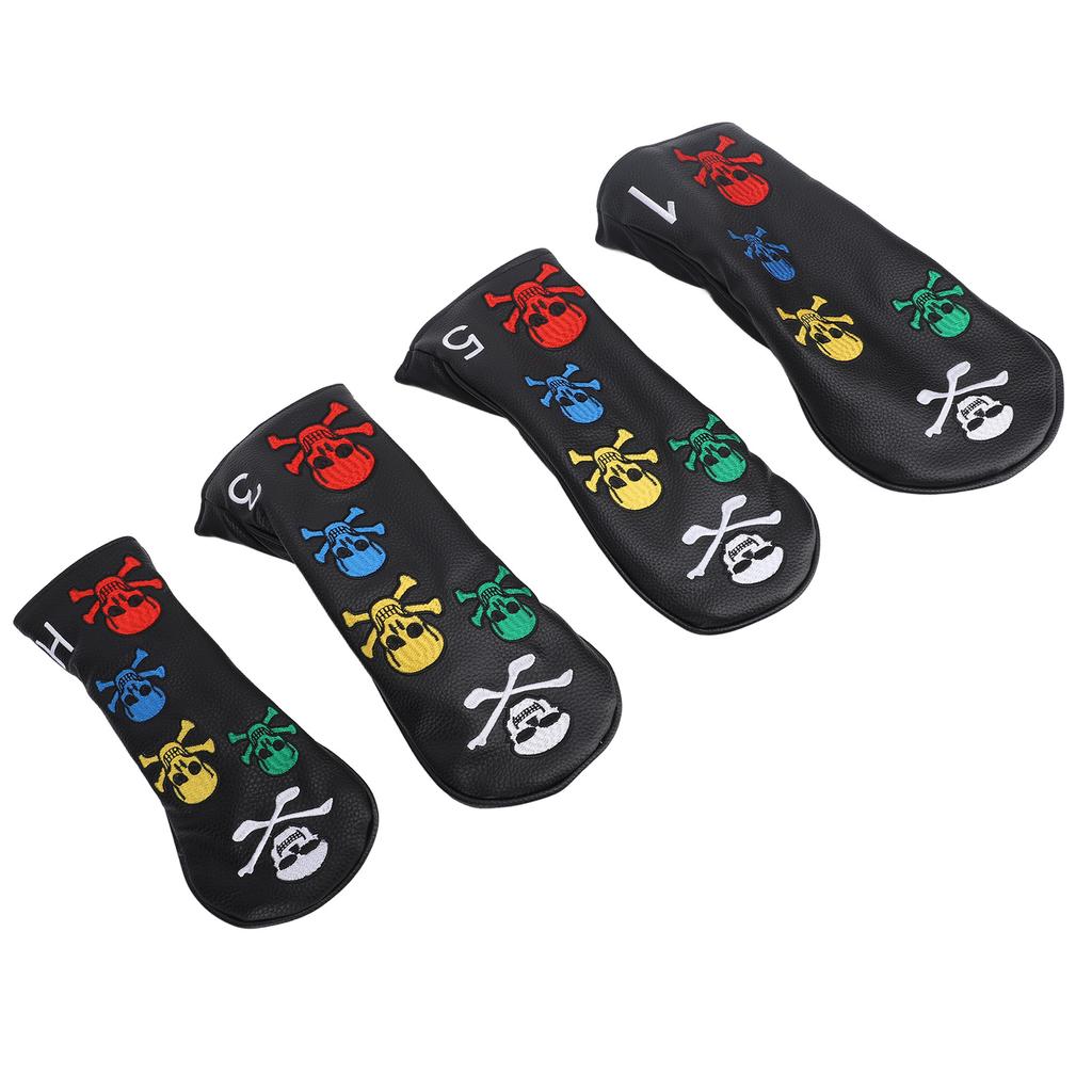 4 шт. чехлы для клюшек для гольфа в виде черепа, чехлы для клюшек для гольфа, красочные чехлы для паттера в виде скелета для вудов