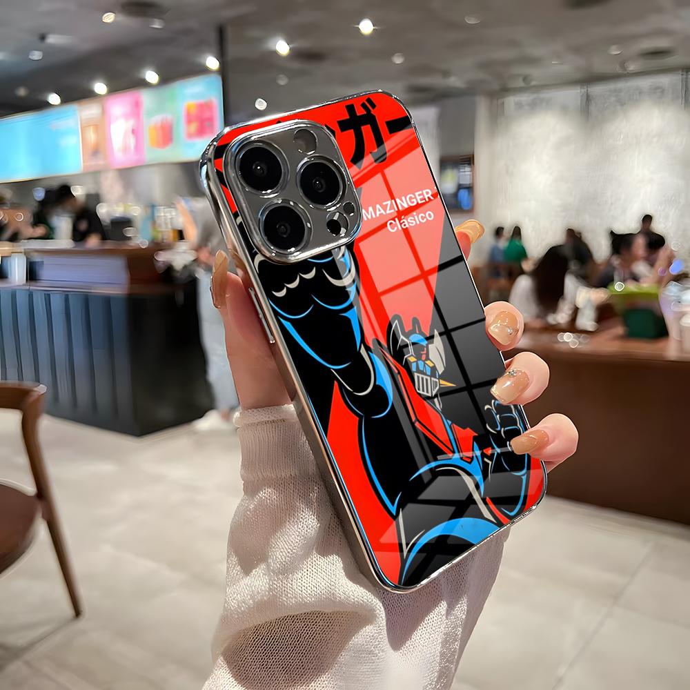Аниме M-Мазингер Z Чехол для телефона для IPhone 17 Pro Max 15 Pro 16 14 Plus 12 13 Mini 11 Pro Ударопрочный Гальванизированный Стеклянный Чехол