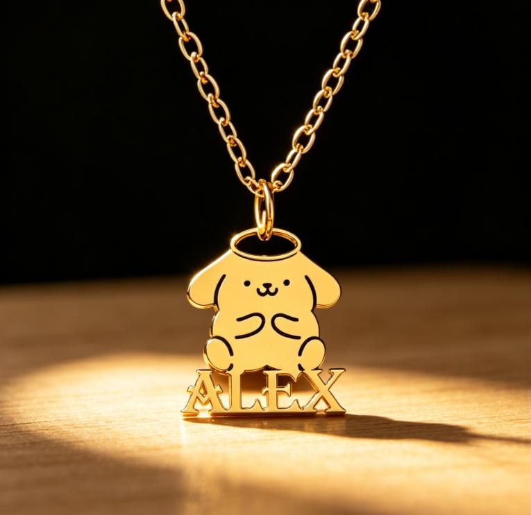 Customized Cartoon Letter Necklace Women Kids Stainless Steel Gold Plated Fashion Jewelry Cartoon Name Initial Pendant Necklace