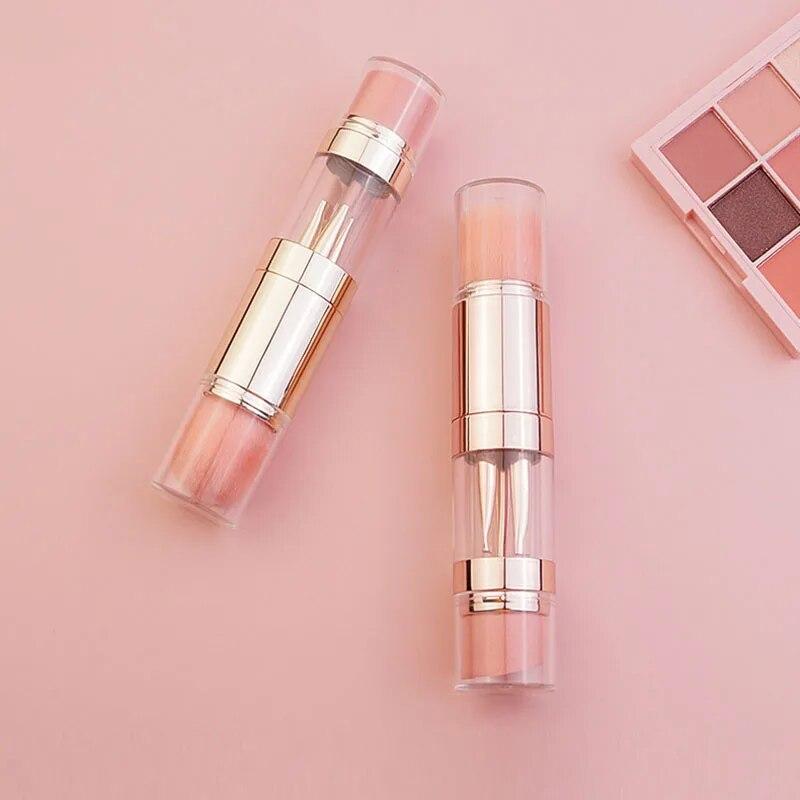 5 в 1 портативные кисти для макияжа для основы, бровей, губ, теней для век, рассыпчатая пудра, набор косметических кистей, инструменты для макияжа