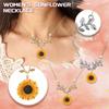 Women's Pendant Necklace Sunflower Leaf Branch Charm Pendant Long Necklace Yellow Gold Plated Sunflower Necklace Jewelry Accessorie