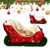 Small Medium Dog Bed Christmas Sleigh Shaped Pet Bed, Cozy Holiday Cat Sofa Anti?Slip Base Indoor Cave Soft Cushion, Washable Sleeping for Cats Dogs