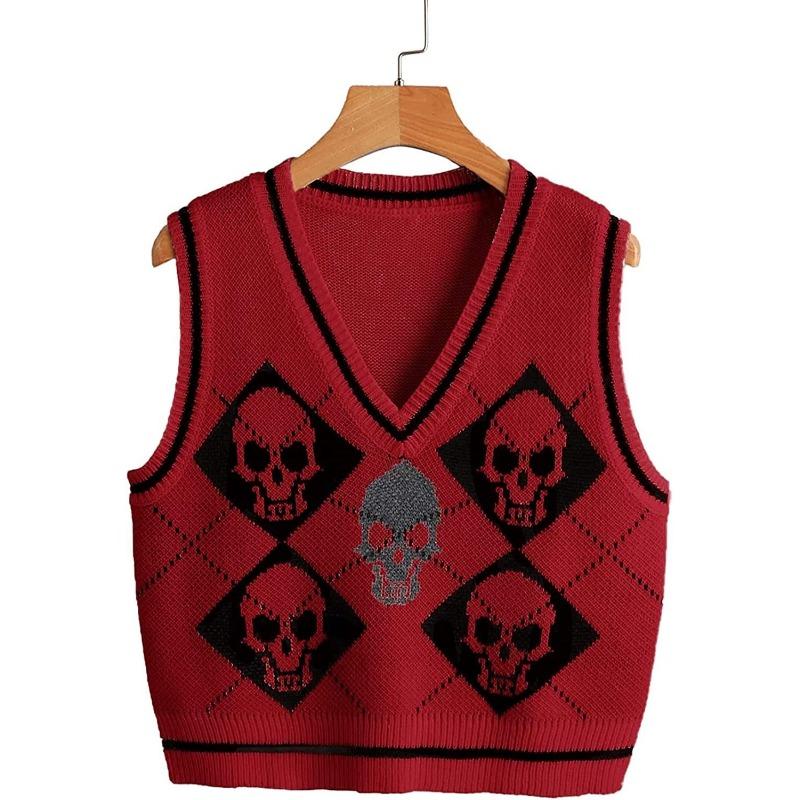 VEZFAA Women's Fashion Casual Summer Spring Sleeveless V-Neck Sweaters