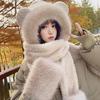Adorable Bear Hat, Glove, and Scarf Set - Women's Plush Winter Warmth for Outdoor Cycling