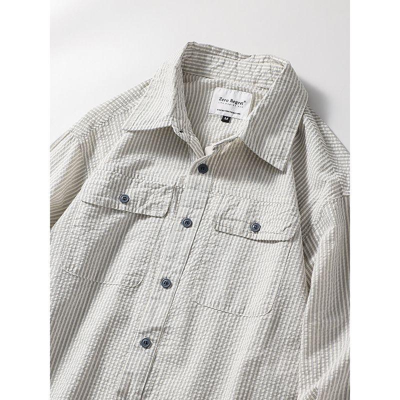 Japanese-Style Retro Long Sleeve Export Full Cotton Casual Seersucker