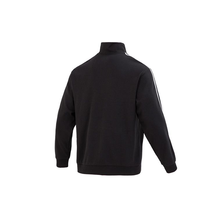 adidas Essential Sweat Stripe Print Повседневная толстовка с молнией до половины, мужские топы, черные IK5431