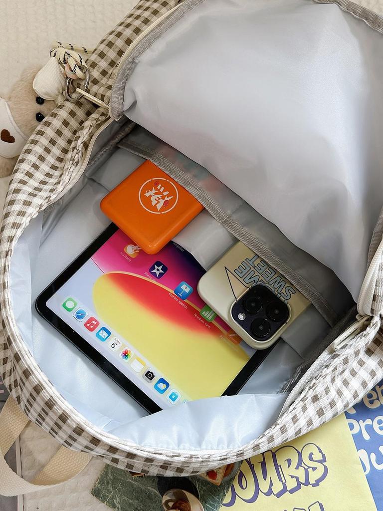 Japanese Retro Plaid Backpack for Women - Lightweight Autumn/Winter Bag for Middle and High School Girls