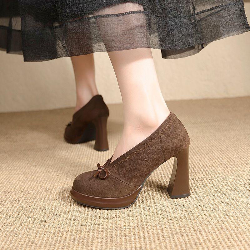 2025 новый ретро-британский стиль банта, иностранный стиль и универсальность, чистое желание для невысоких людей увеличить рост и показать ноги, длинные высокие каблуки