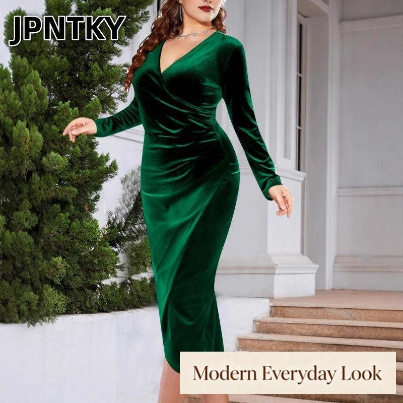 JPNTKY Модные Летние Весенние Однотонные с Принтом Платья с Длинным Рукавом с V-образным Вырезом Повседневные