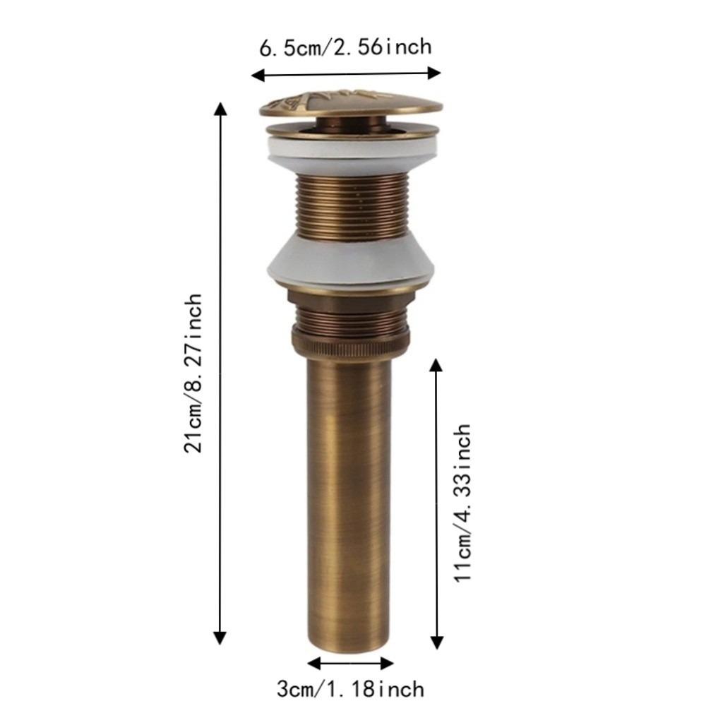 Brass Material Drain Stopper Push Bounce Vessel Sink Drain Antique Sink Drain Standard Sink