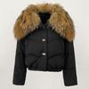 OFTBUY Winter Jacket Women Big Real Raccoon Fur Collar Natural Thick Warm Duck Down Coat Short Outerwear Streetwear Loose Casual