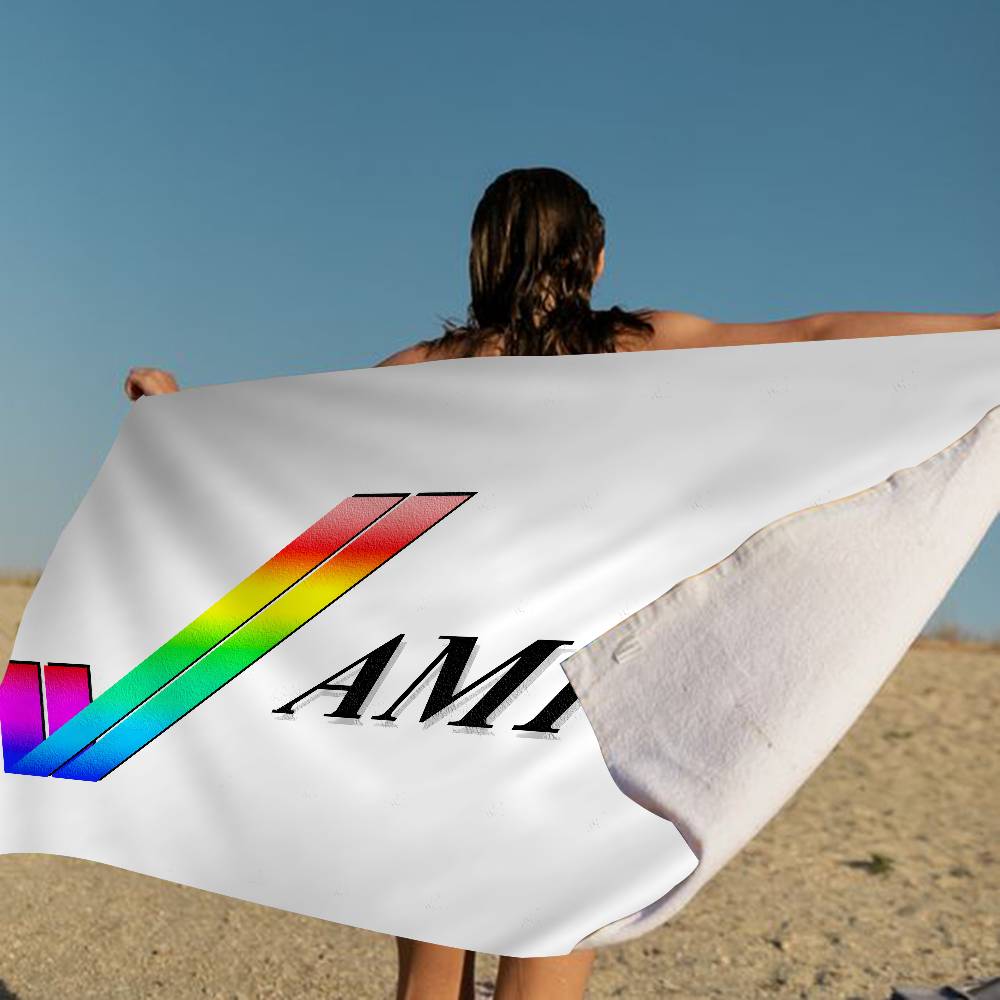 Amiga Logo Fashion Microfiber Blanket Quick Drying Beach Towels Oversized Printing Super Absorbent Pool Towel Blanket