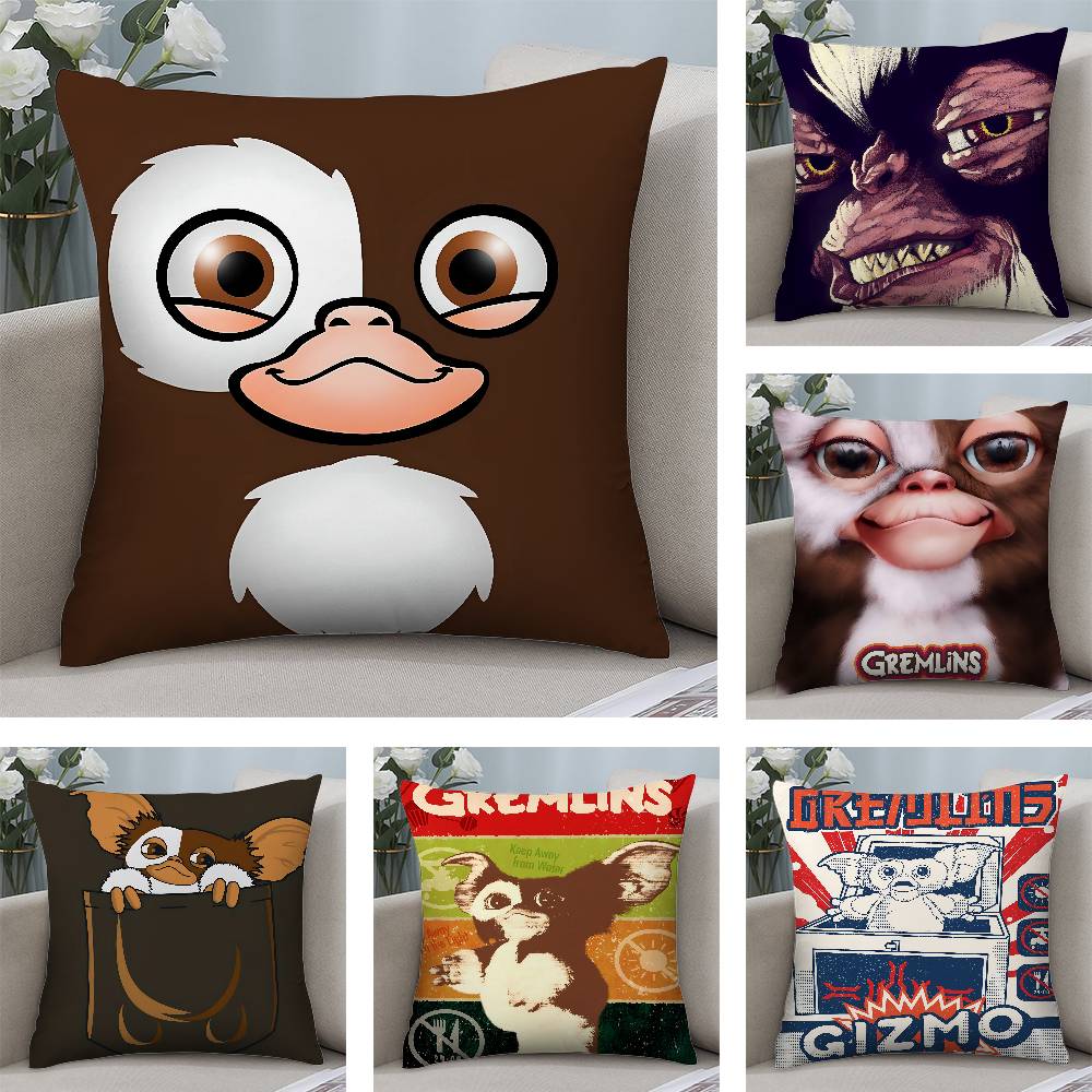 Cute GGremlins Pillow Case Short plush Doublesided Print Square Throw Pillow Covers Sofa Home Cushion Decor