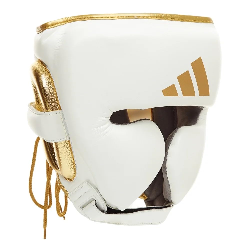 Adidas Head Guard Adistar NEW Pro Headgear Kickboxing Sparring Headgear White X //Boxing (Large, Gold)