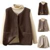 Womens Vest Winter Warm Hoodie Outwear Casual Coat Faux Button Up Jacket