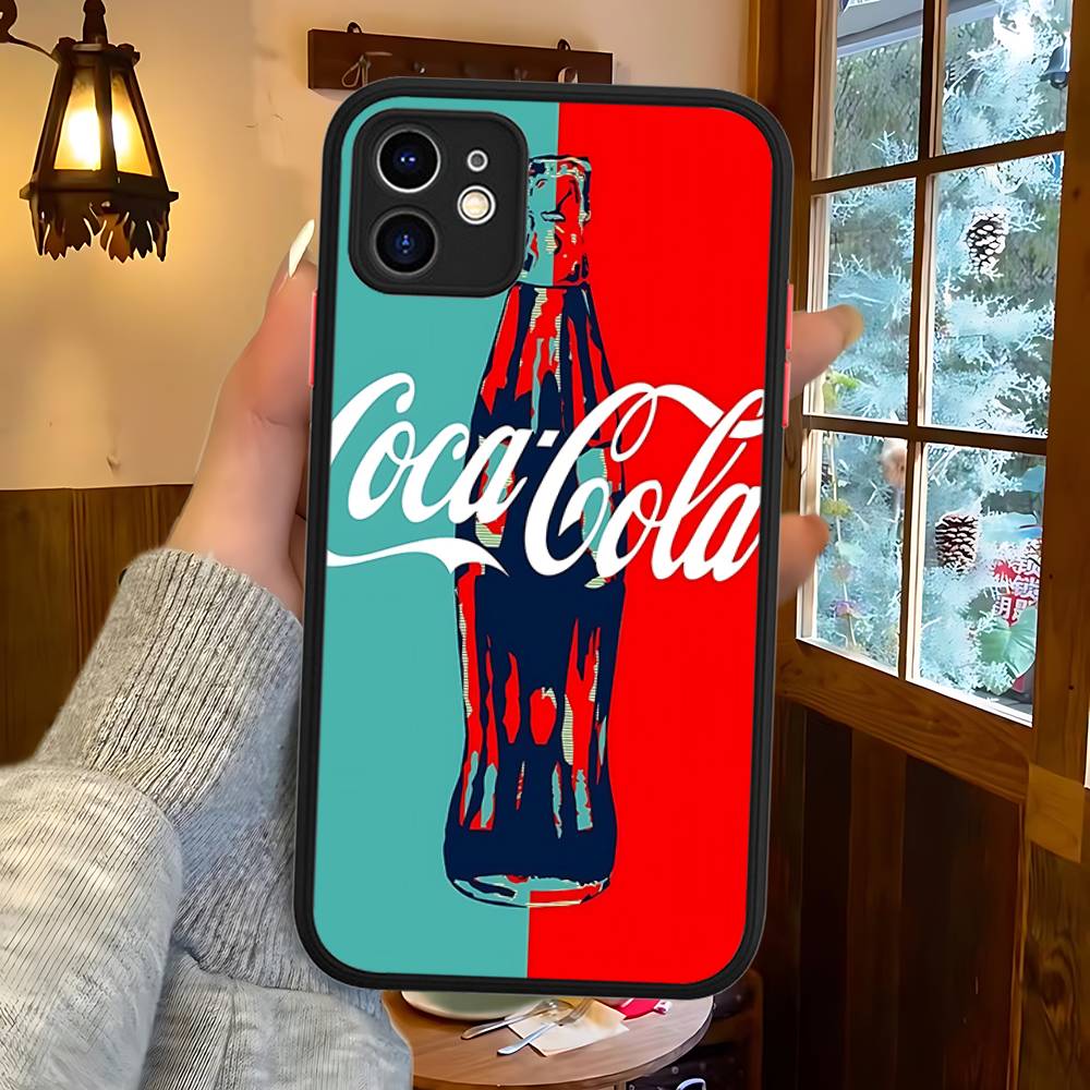 C-CocaS-Модный Кола Силиконовый Матовый Чехол Для Телефона Для Iphone 13 14 15 16 Pro Max 11 12 X Xs Max Мягкая Крышка