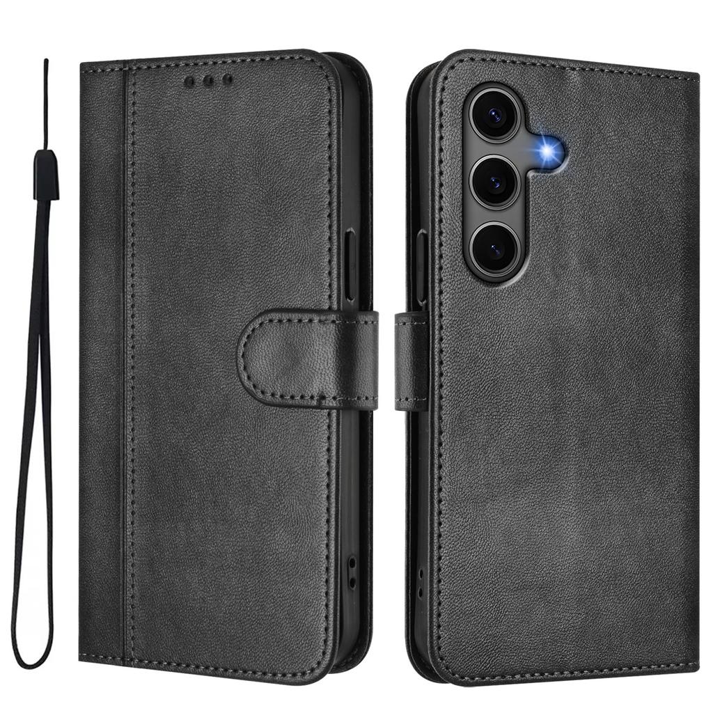 For Samsung Galaxy S24+/Galaxy S25+ Cases Wallet Stand Retro Texture Leather Phone Cover with Lanyard