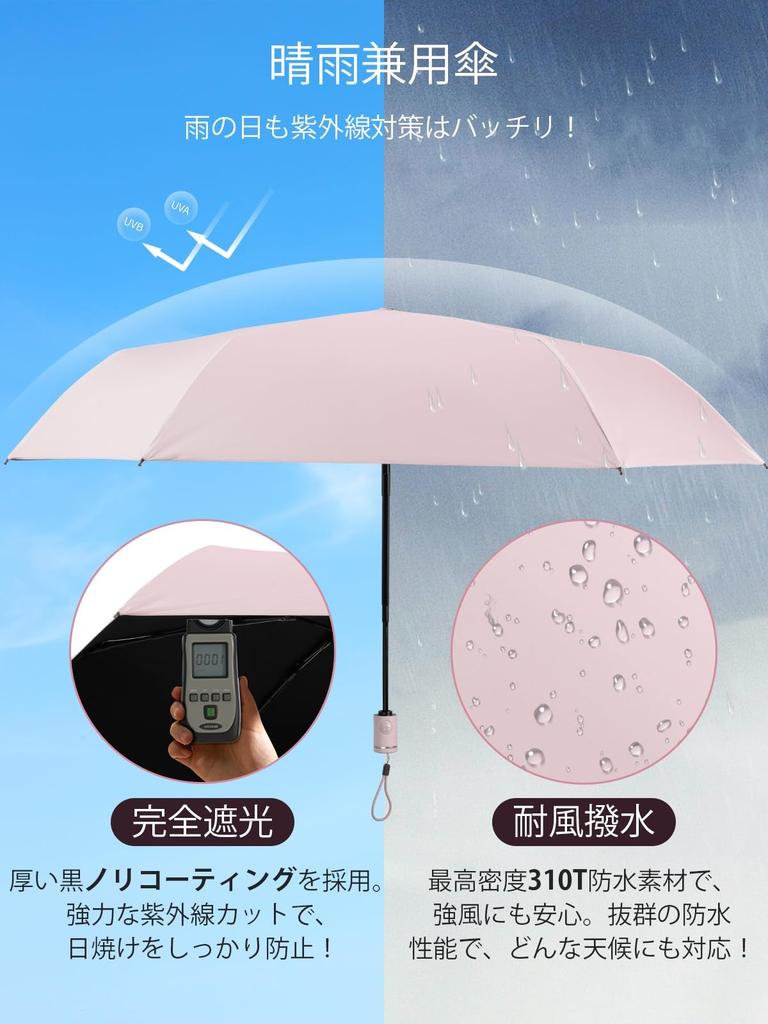 Складной зонт, новейшая ткань высокой плотности 310T, полностью затемняющая, сверхлегкая, усиленная, устойчивая к ветру как для солнечной, так и для дождливой погоды