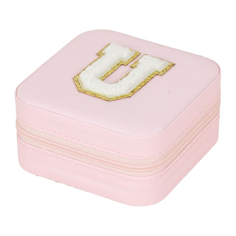 1PC Personalized Portable Jewelry Box for Women Girls Jewelry Case Small Jewelry Storage Pink Initial Letter