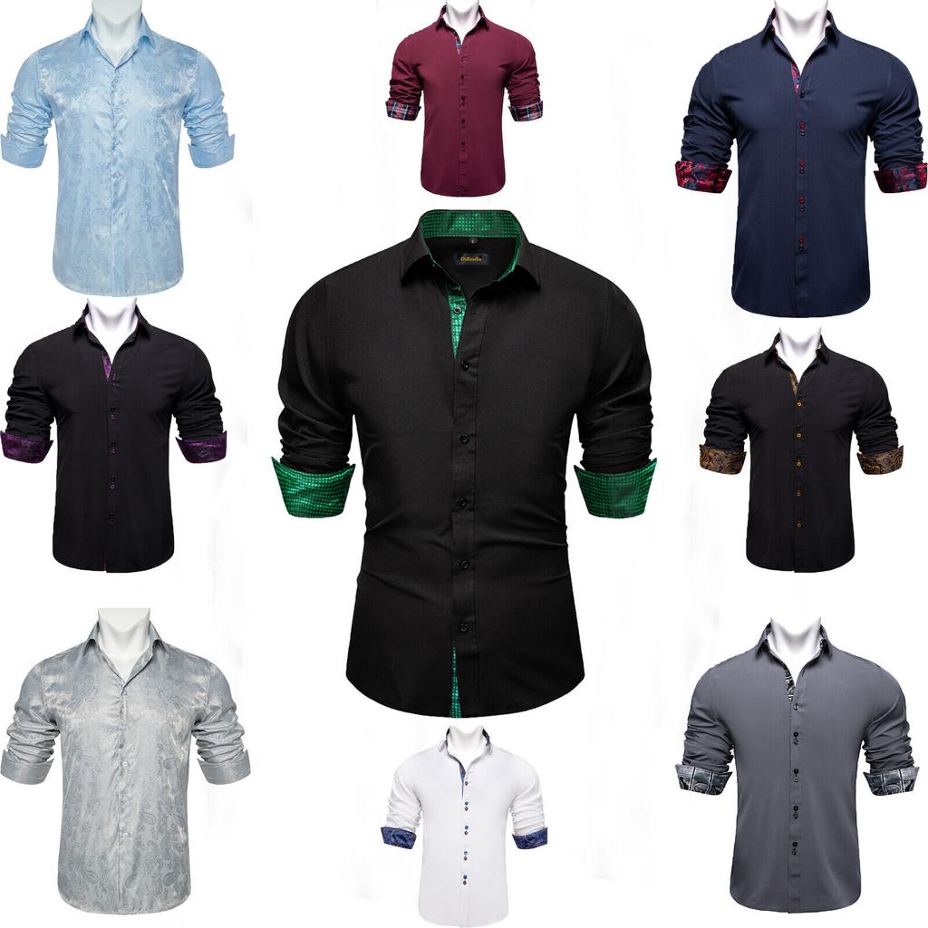 Men Shirt Solid Pink Dress Shirt Long Sleeve Slim Fit Business Camisa Masculina Casual Male Hawaiian Shirts