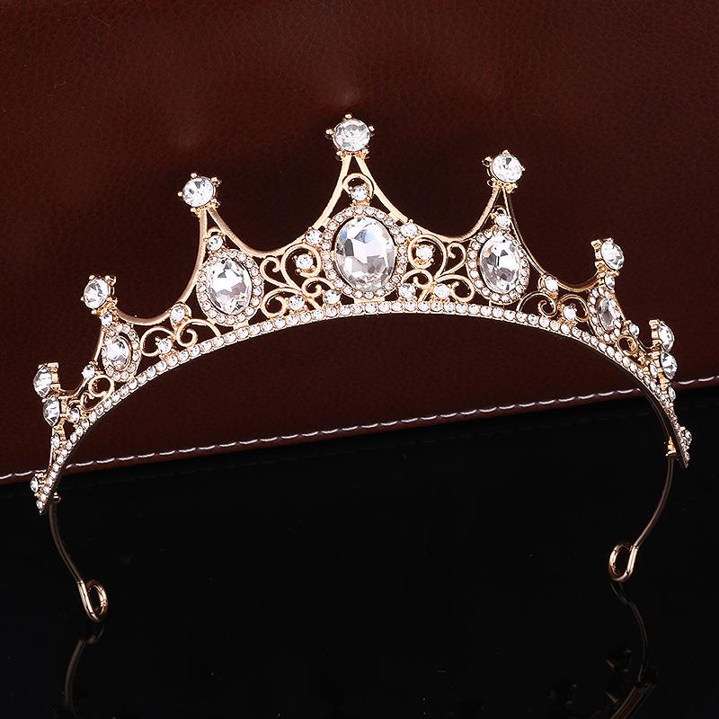 Baroque Bride Wedding Crown Tiara Wedding Dress Accessories Exquisite Alloy Rhinestone Crown Hair Accessories