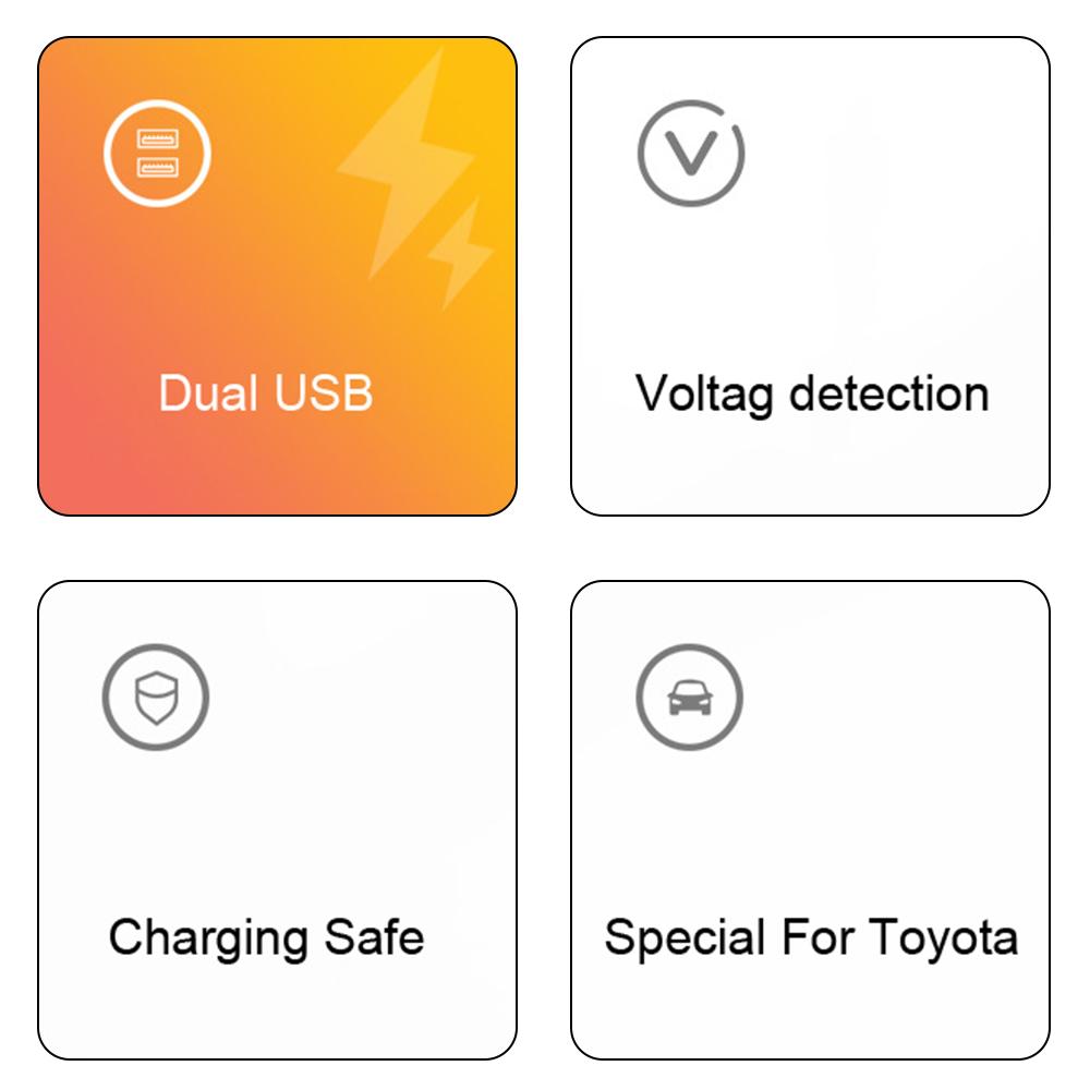 Dual USB Power Adapter For Toyota 12-24V Voltmeter QC Car Socket Charger LED Car Accessories Quick Charge For Mobile Phone