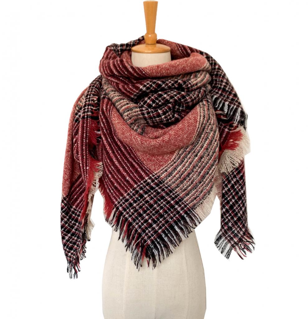 Scarf Autumn Winter Triangle Shawl Women's Triangle Scarf Plaid Thin Square Scarf Scarf