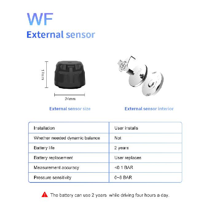 CAREUD Car TPMS tire pressure monitoring system solar type monitor with 4pcs external sensors