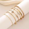 Bohemian Minimalist Multi-Layer Metal Chain Bracelet Set for Women - 5 Pieces