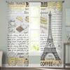 Retro Poster Coffee Eiffel Tower Sheer Curtains For Living Room Bedroom Tulle Curtains Kitchen Window Treatments Panel Drapes