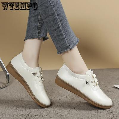 Весна-Осень Туфли на шнуровке для мам Легкие туфли на мягкой подошве на плоской подошве Повседневная обувь Универсальная повседневная обувь из искусственной кожи