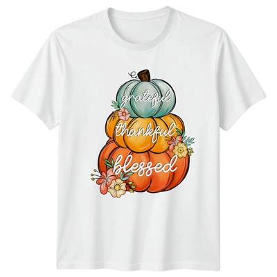 Grateful Thankful Blessed Unisexs TShirt Pumpkin Stack Autumn Thanksgiving