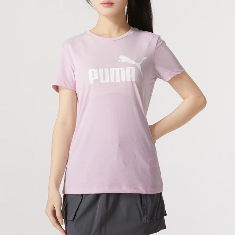 Puma Удобная дышащая футболка с круглым вырезом и коротким рукавом в американском винтажном стиле с буквенным принтом, женские футболки розового цвета 630563-60