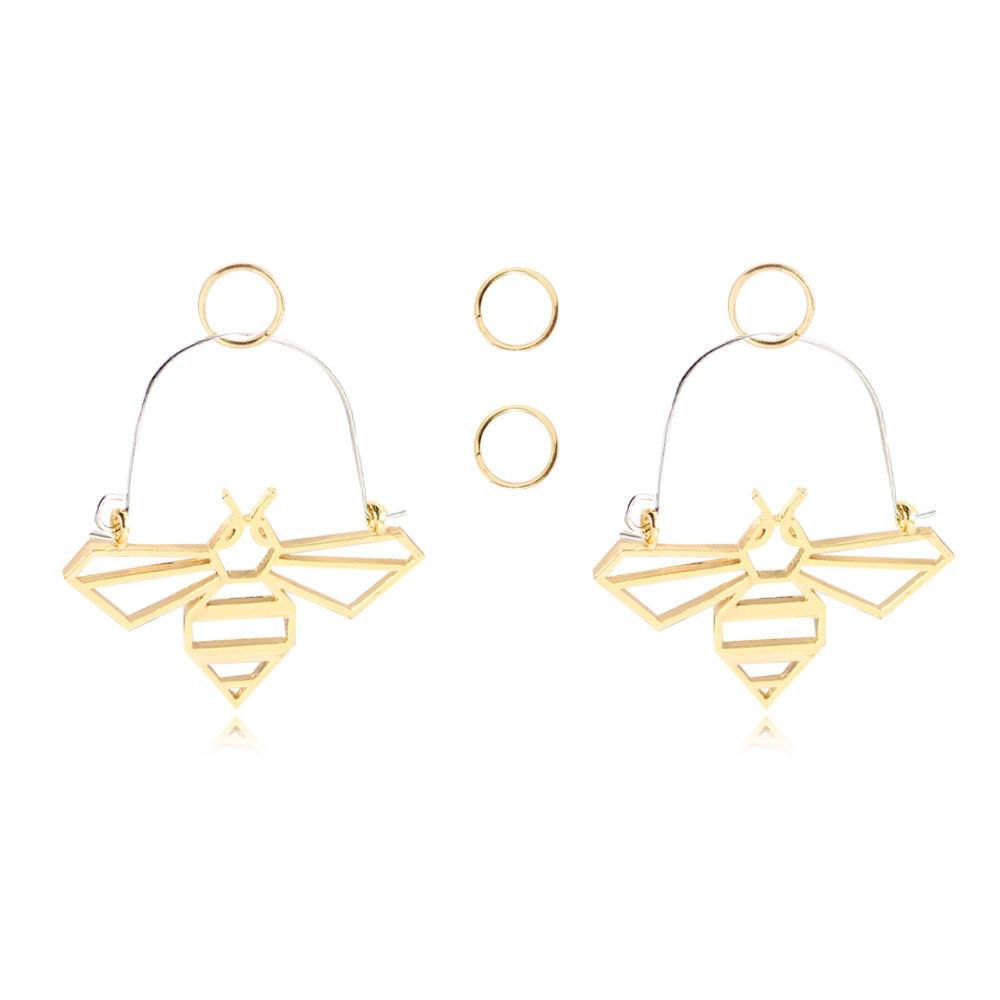 Fashionable Dangle Bee Earrings Alloy Hollow Hoop Set Women For