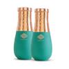 Pure Copper Bedroom Bottle, Vase Design Half Green Silk Half Hammered Finish, Drinkware & Storage Purpose - Volume 1.42 Litre (Pack of 2)