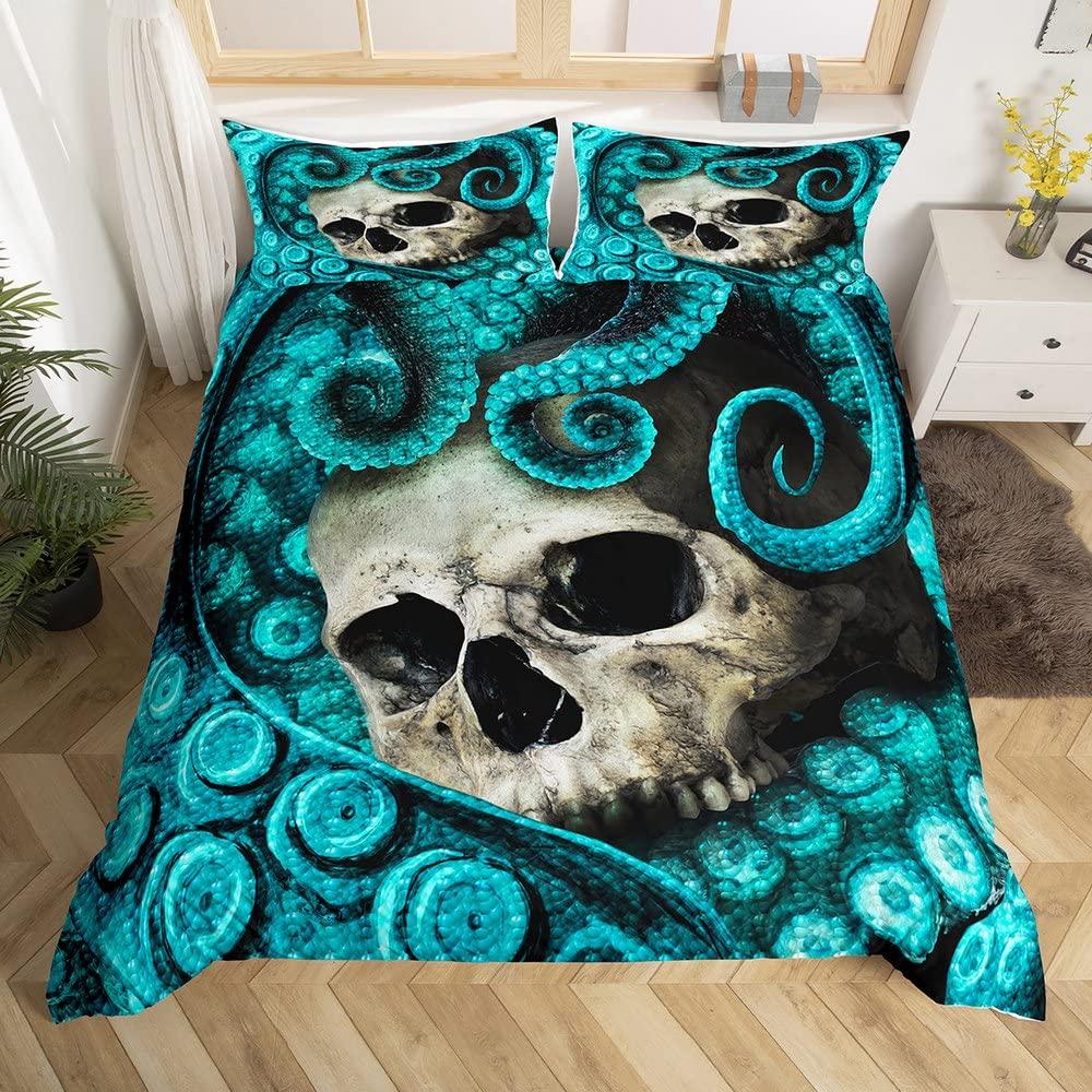 Octopus Duvet Cover Set Blue Octopus Undersea Animals Comforter Cover Kids Teens Boys Room Decor Polyester Bedding Duvet Covers