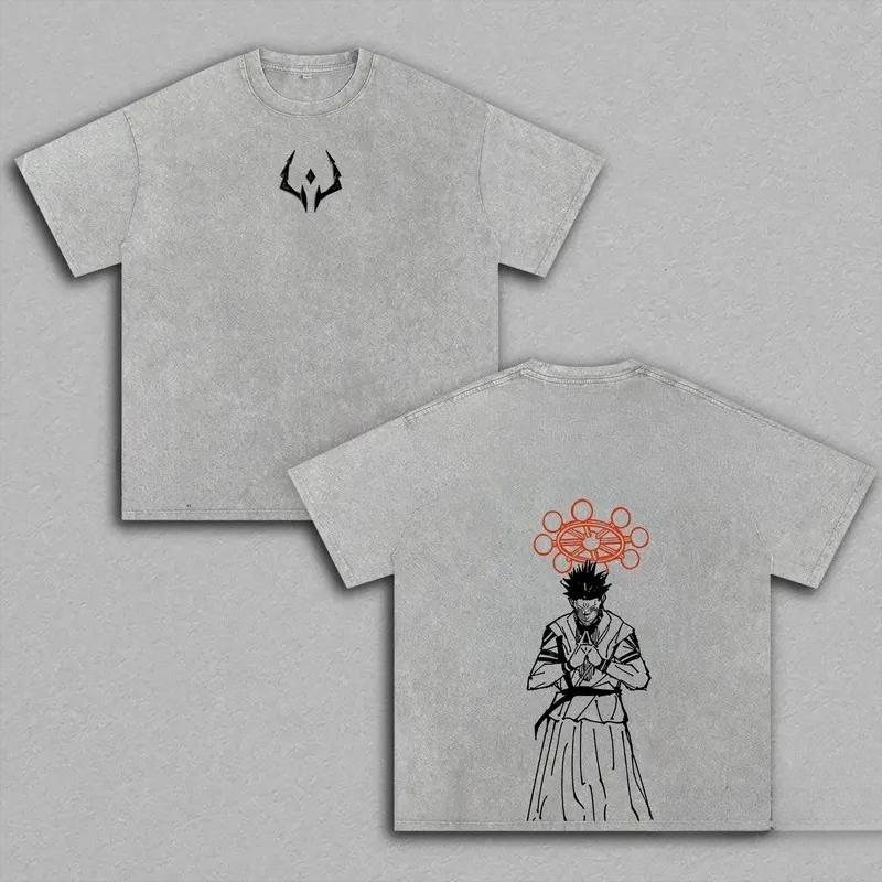 Jujutsu Kaisen Рёмен Сукуна Футболка с принтом Мужская Женская Футболки из стираного хлопка Манга Винтажная футболка Харадзюку Футболка с коротким рукавом