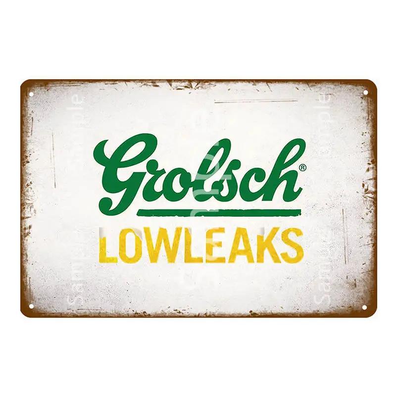 Grolsch Lager Beer Metal Poster Tin Signs Wall Art Painting Decorative Plaque Bar Pub Club Home Decor Art Crafts YK052