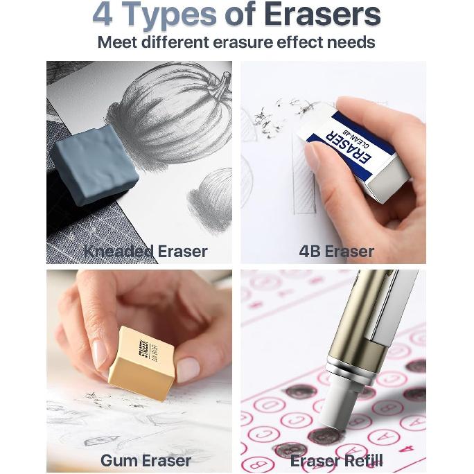 Mechanical Pencil Set with Case 37 Count, Drawing Pencils 0.3, 0.5, 0.7, 0.9MM & 2PCS 2MM Sketching Pencils with 492PCS Lead Refills (6B 4B 2B HB 2H