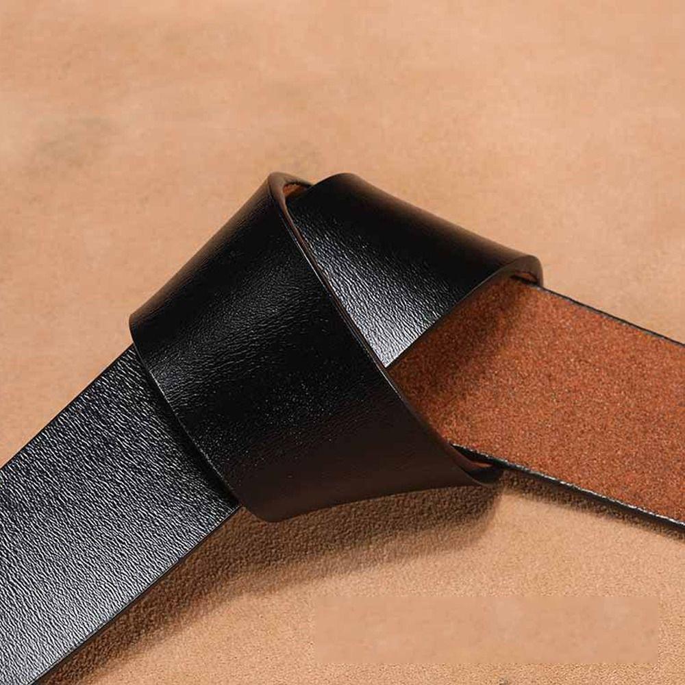 Replacement Craft DIY Genuine Leather Belt 3.3/3.8cm with Hole Classic Waistband No Buckle Girdle