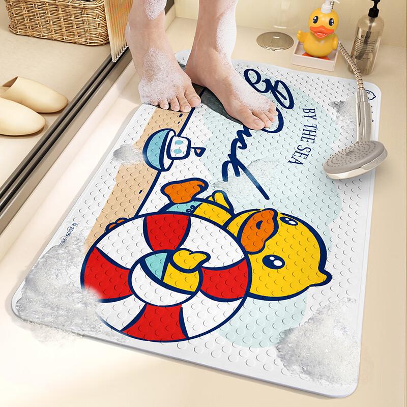 Dajiang Little Yellow Duck Bathroom Non-Slip Mat, Children\'s Bathing Anti-Fall Floor Mat, Shower Room Foot Pad, Toilet Mat, 40x70cm