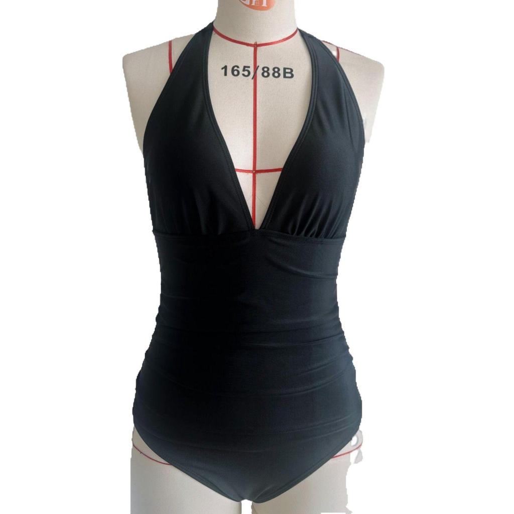 2025 Sexy Deep V European & American Print Tie-Up Halter Bikini Swimsuit